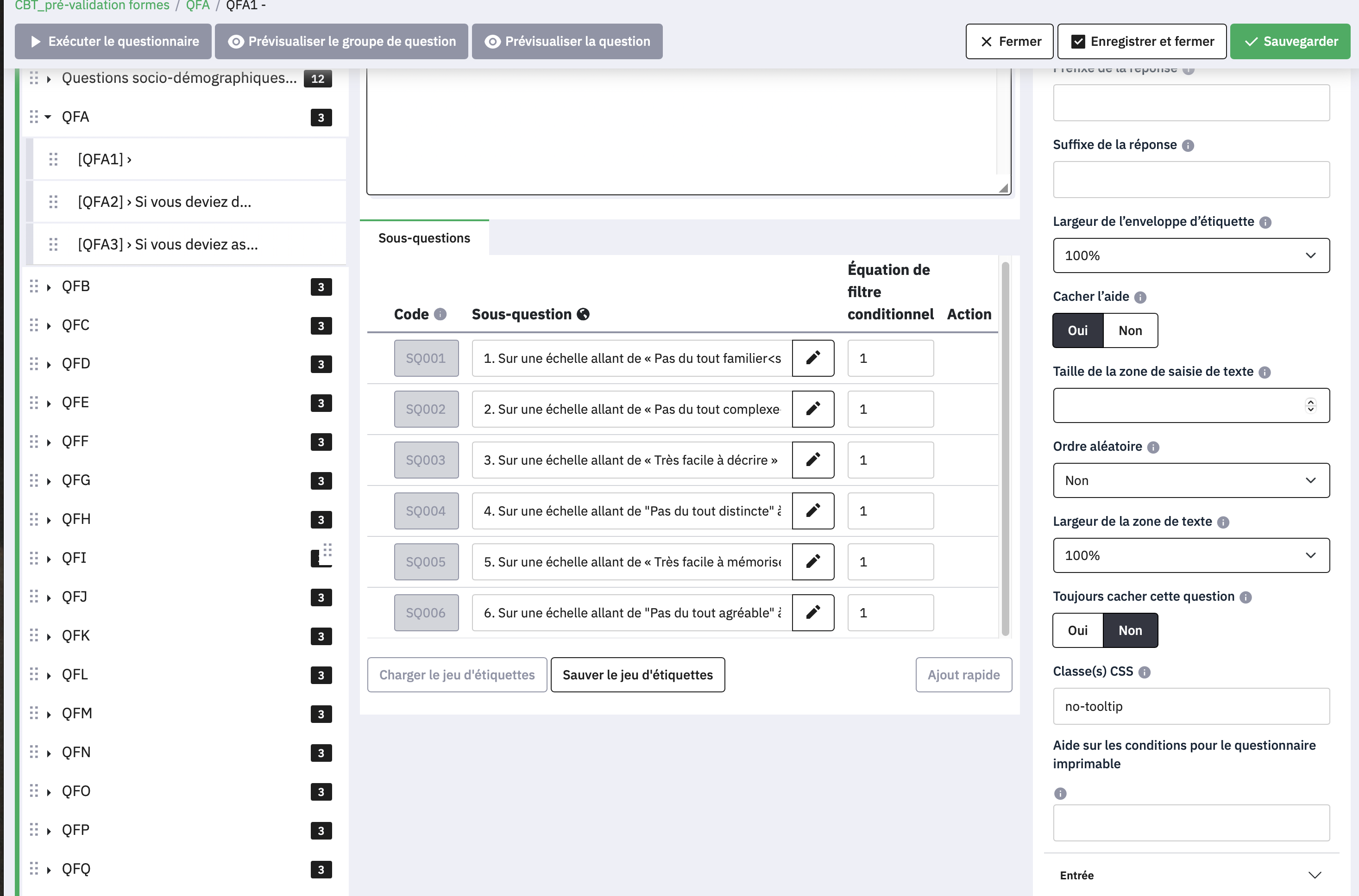 Définition du CSS pour cacher les valeurs sélectionnées